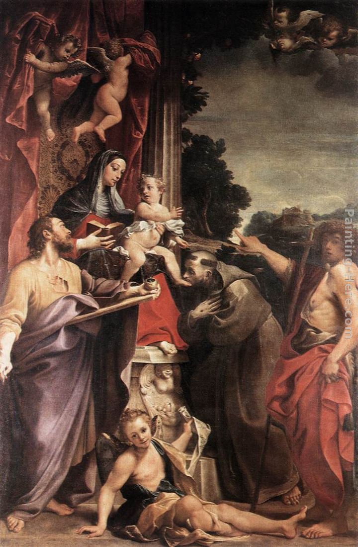 Annibale Carracci Madonna Enthroned with St Matthew